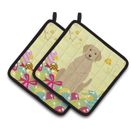 Carolines Treasures Easter Eggs Yellow Labrador Pair of Pot Holders BB6055PTHD